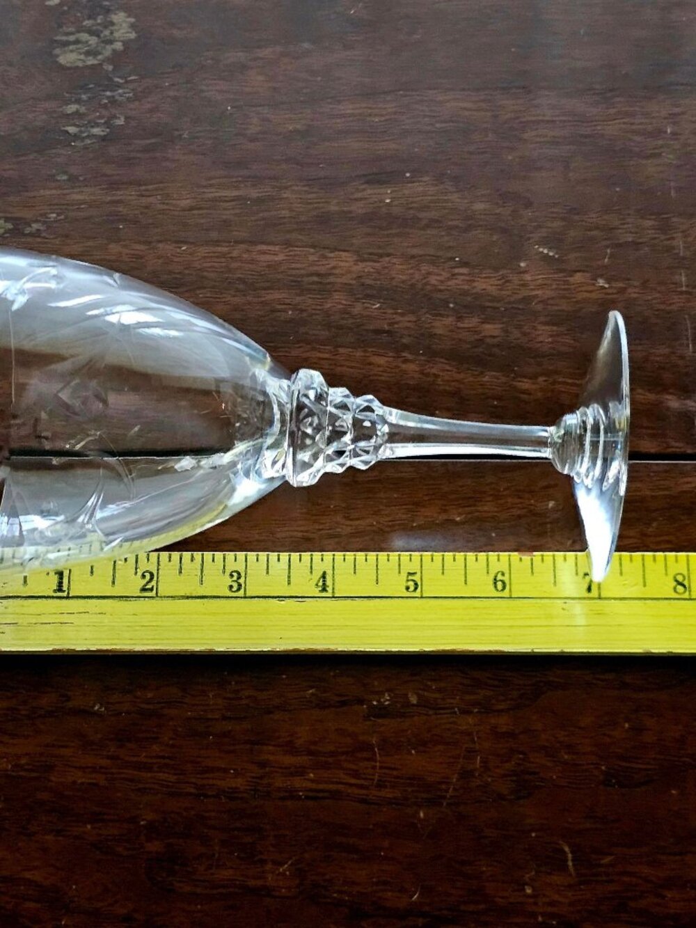 Tiffin Rose Marie Water Glass flower cut glass romantic 60s vtg sculpted stem 6. - Picture 6 of 6